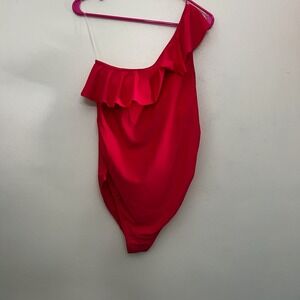 NWT Motherhood Maternity Beach Bump One Shoulder Ruffle Swimsuit Maternity Med